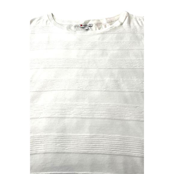 STREET ONE 3/4 SLEEVE PULL-OVER CREW NECK TOP, WOMENS, L-XL, IVORY-RIBBRD LAYERS - Picture 9 of 10